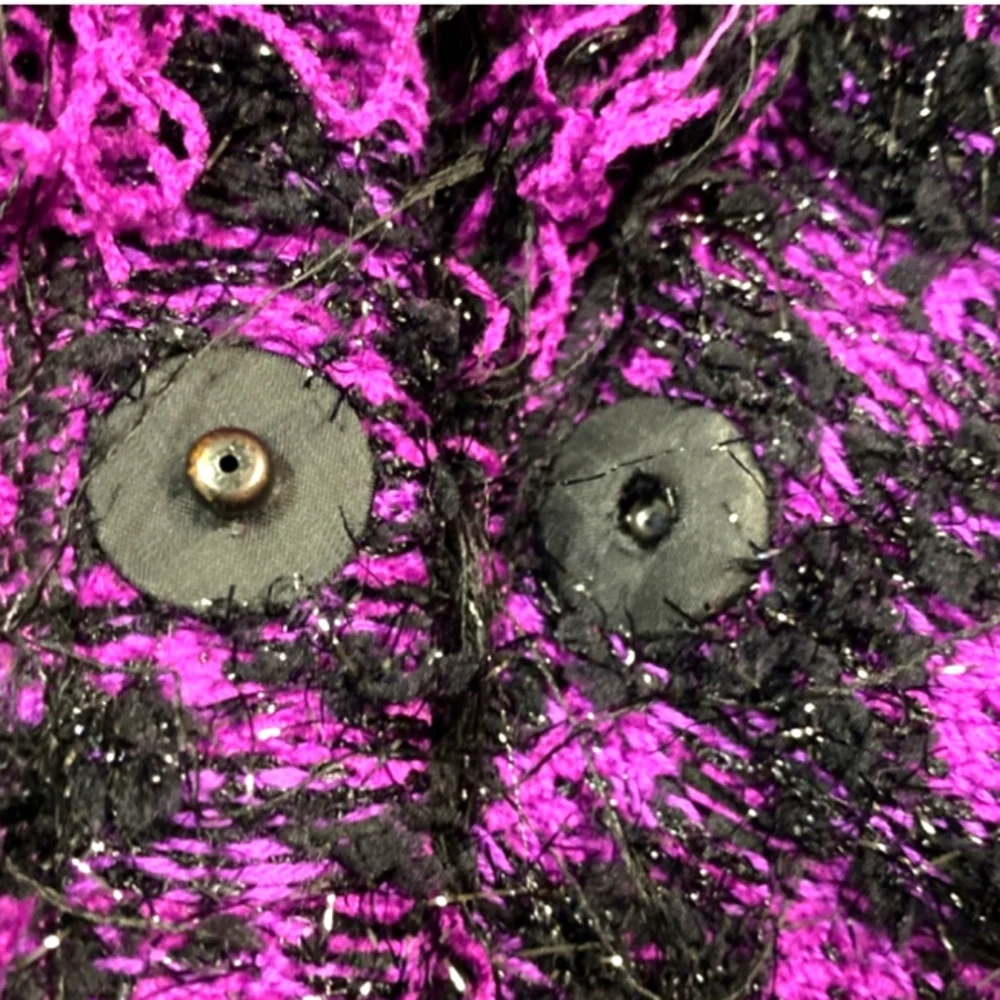 WOW! EXQUISITE ESCADA 40/10 KNIT WOOL TWEED BOUCLE PURPLE METALLIC FRINGE JACKET - Picture 9 of 13